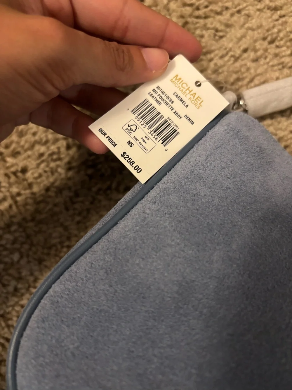 Michael Kors Blue Suede Crossbody Bag